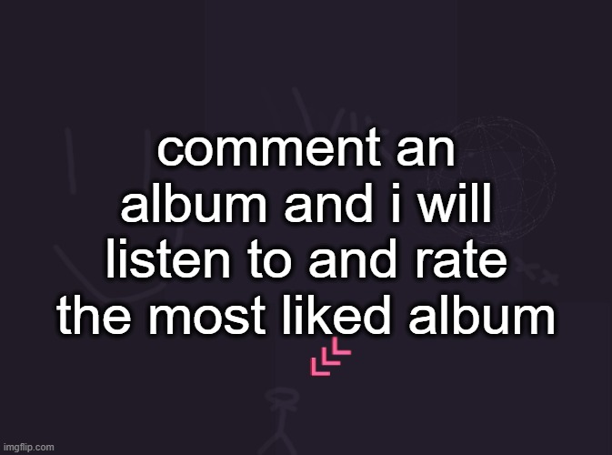 vik's image | comment an album and i will listen to and rate the most liked album | image tagged in vik's image | made w/ Imgflip meme maker