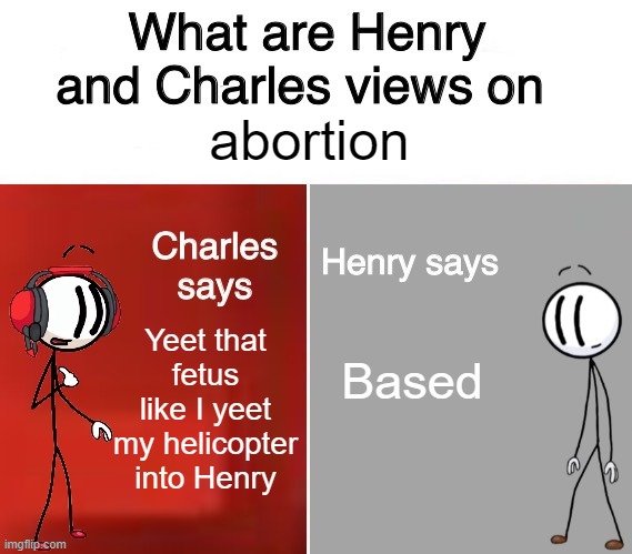 Charles being charles | abortion; Yeet that fetus like I yeet my helicopter into Henry; Based | image tagged in henry stickmin | made w/ Imgflip meme maker