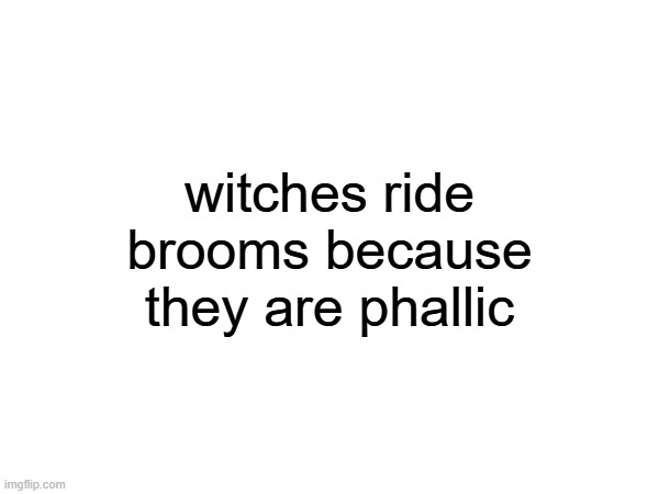 witches ride brooms because they are phallic | made w/ Imgflip meme maker