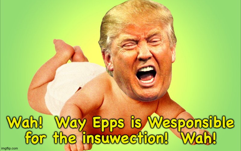 Ray Epps must be the world's biggest red herring. | Wah!  Way Epps is Wesponsible for the insuwection!  Wah! | image tagged in baby trump | made w/ Imgflip meme maker