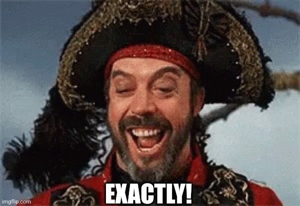 TIM CURRY PIRATE | EXACTLY! | image tagged in tim curry pirate | made w/ Imgflip meme maker