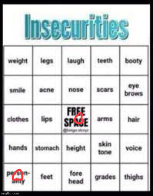 Wow that's not a lot | image tagged in insecurities bingo | made w/ Imgflip meme maker