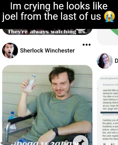Im crying he looks like joel from the last of us 😭 | made w/ Imgflip meme maker