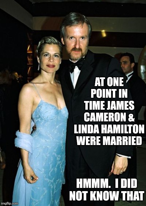 The Two Were Only Married For A Couple Of Years Between 1997-1999.  $53 Mil Settlement | AT ONE POINT IN TIME JAMES CAMERON & LINDA HAMILTON WERE MARRIED; HMMM.  I DID NOT KNOW THAT | image tagged in divorce,hollywood,money money,memes,marriage,live and learn | made w/ Imgflip meme maker