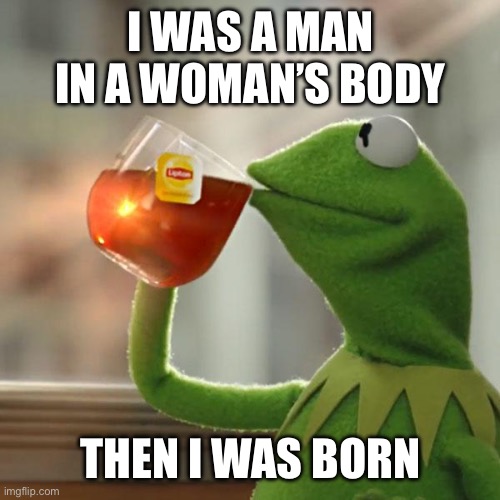 But That's None Of My Business | I WAS A MAN IN A WOMAN’S BODY; THEN I WAS BORN | image tagged in memes,but that's none of my business,kermit the frog | made w/ Imgflip meme maker