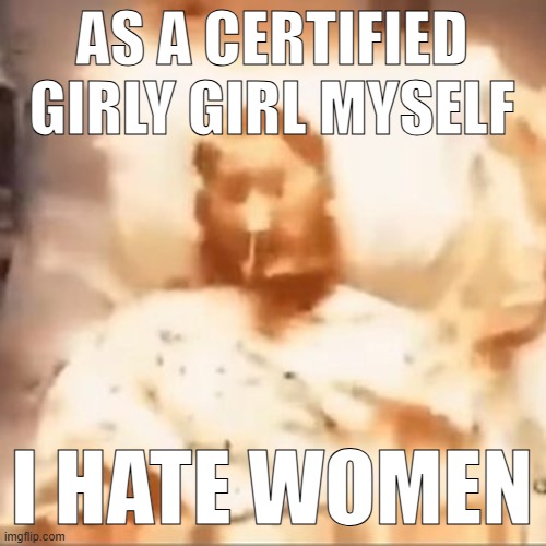 Markiplier on fire | AS A CERTIFIED GIRLY GIRL MYSELF; I HATE WOMEN | image tagged in markiplier on fire | made w/ Imgflip meme maker