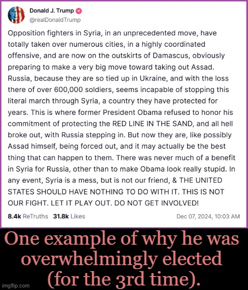 Common Sense Makes a Comeback | One example of why he was 
overwhelmingly elected 
(for the 3rd time). | image tagged in donald trump,brilliant,president,patriot,savior,america | made w/ Imgflip meme maker