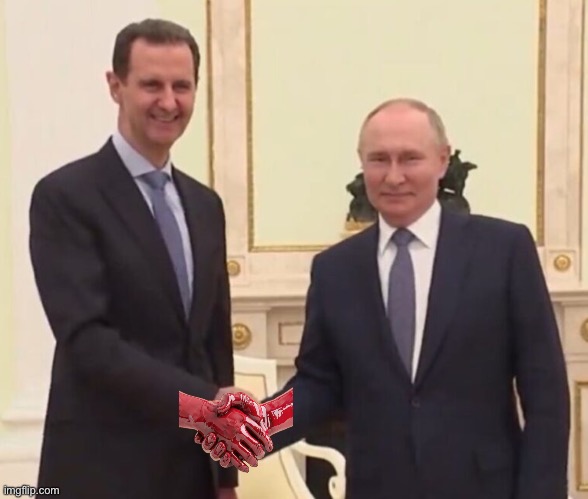 Mass murderers in arms: Assad is in Moscow | made w/ Imgflip meme maker