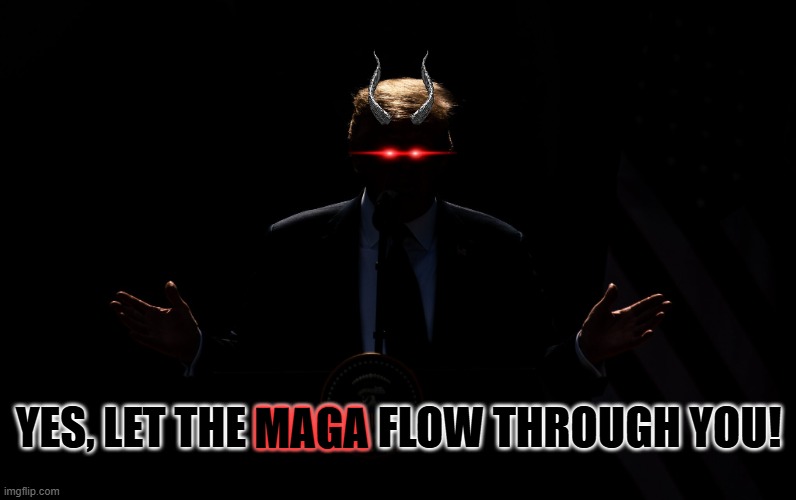 Shadow Trump | YES, LET THE MAGA FLOW THROUGH YOU! MAGA | image tagged in shadow trump | made w/ Imgflip meme maker