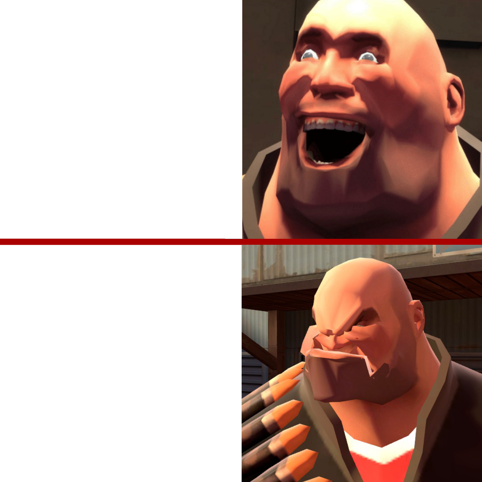 TF2 Heavy Happy and Angry reaction Blank Meme Template