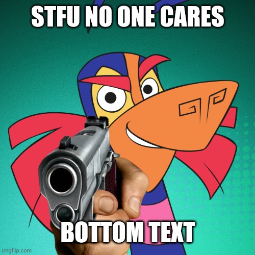 Bottom Text Moment | STFU NO ONE CARES; BOTTOM TEXT | image tagged in alebrije moment 2 | made w/ Imgflip meme maker