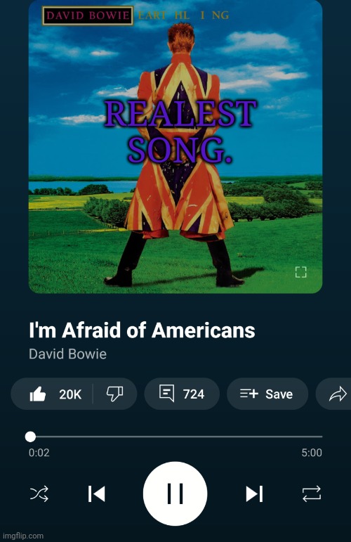 I'm afraid for the safety of my rights, anyways David Bowie!! <3 | REALEST SONG. | made w/ Imgflip meme maker