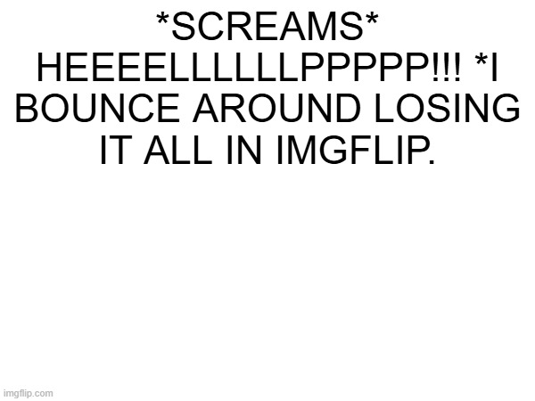 *SCREAMS* HEEEELLLLLLPPPPP!!! *I BOUNCE AROUND LOSING IT ALL IN IMGFLIP. | made w/ Imgflip meme maker