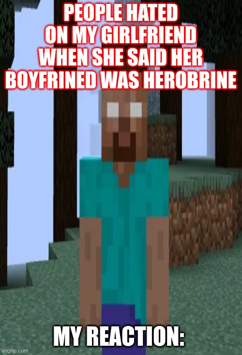 hello there imgflip | PEOPLE HATED ON MY GIRLFRIEND WHEN SHE SAID HER BOYFRINED WAS HEROBRINE; MY REACTION: | image tagged in so true memes | made w/ Imgflip meme maker