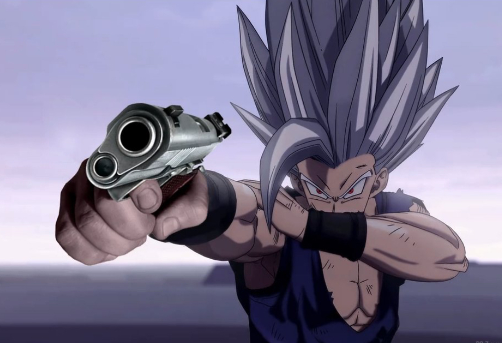 Beast Gohan with a Gun Blank Meme Template