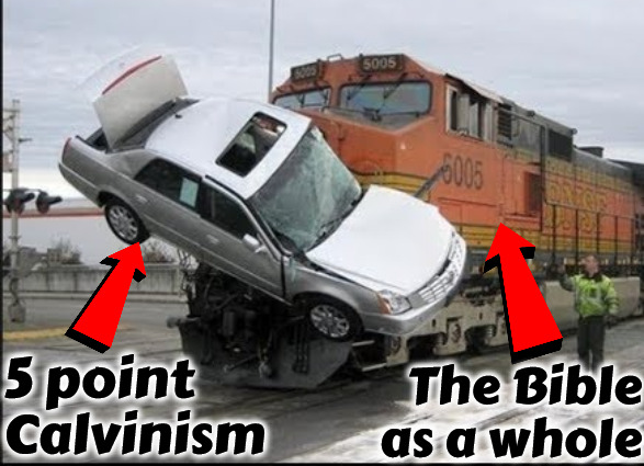 The Entire Bible Vs 5 Point Calvinism | 5 point Calvinism; The Bible as a whole | image tagged in train wreck,calvinism,arminian,molinism,train wreck ai muppet doctrine,disaster train | made w/ Imgflip meme maker