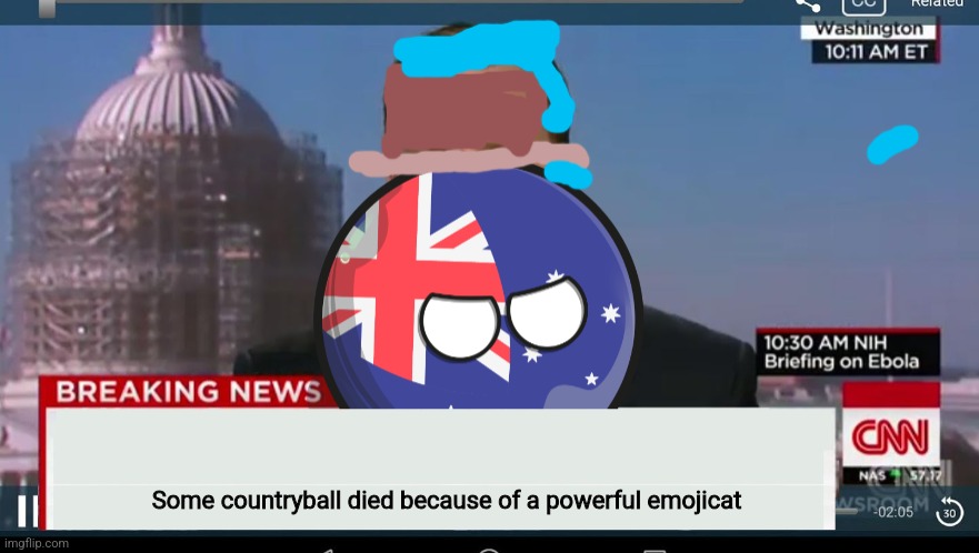 Cry about it | Some countryball died because of a powerful emojicat | image tagged in australiaball news | made w/ Imgflip meme maker