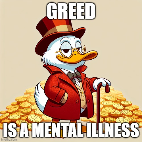 Greed is a mental illness | GREED; IS A MENTAL ILLNESS | image tagged in greed,corporate greed | made w/ Imgflip meme maker