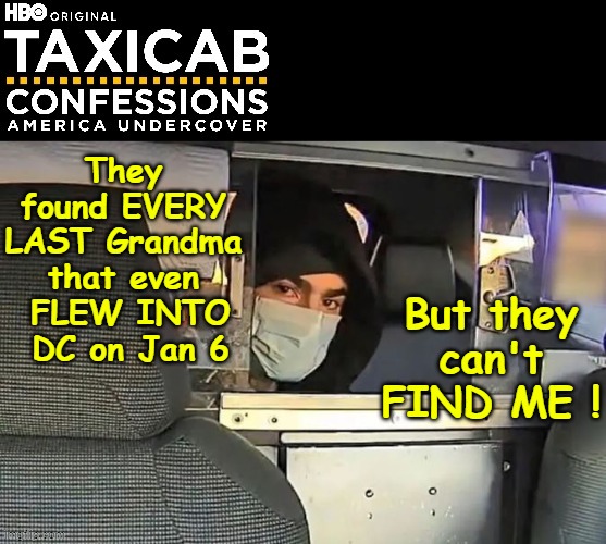 IDEA: Get the pricks that "INVESTIGATED" Jan 6 | But they can't FIND ME ! They found EVERY LAST Grandma that even  FLEW INTO  DC on Jan 6 | image tagged in nyc shooter taxicab confessions meme,healthcare ceo killer shooter meme | made w/ Imgflip meme maker