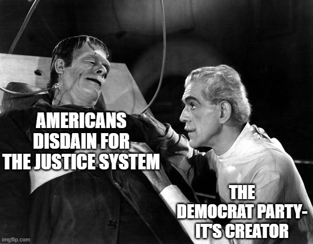 dr frankenstein | AMERICANS DISDAIN FOR THE JUSTICE SYSTEM; THE DEMOCRAT PARTY- IT'S CREATOR | image tagged in dr frankenstein | made w/ Imgflip meme maker