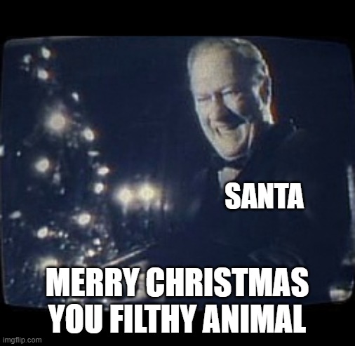 merry christmas you filthy animal | SANTA MERRY CHRISTMAS YOU FILTHY ANIMAL | image tagged in merry christmas you filthy animal | made w/ Imgflip meme maker