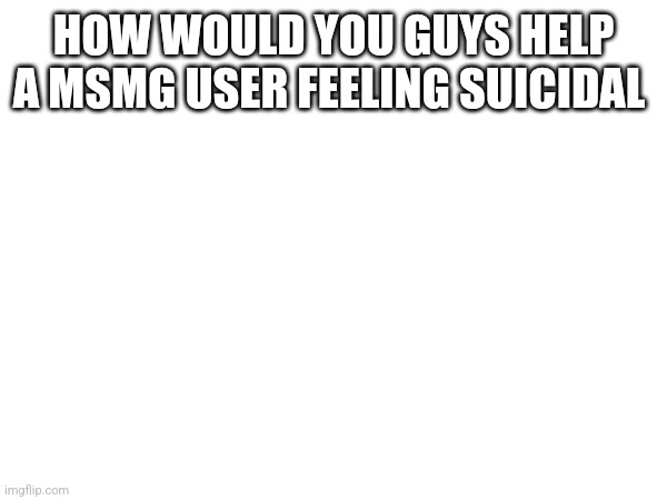 HOW WOULD YOU GUYS HELP A MSMG USER FEELING SUICIDAL | made w/ Imgflip meme maker