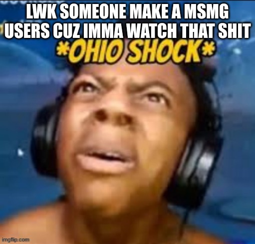 Ohio shock | LWK SOMEONE MAKE A MSMG USERS CUZ IMMA WATCH THAT SHIT | image tagged in ohio shock | made w/ Imgflip meme maker