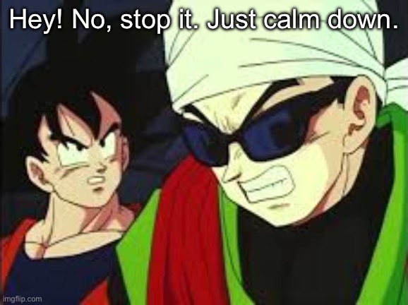 No stop it just calm down. | Hey! No, stop it. Just calm down. | image tagged in no stop it just calm down | made w/ Imgflip meme maker