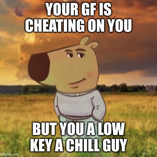 Chill guy | YOUR GF IS CHEATING ON YOU; BUT YOU A LOW KEY A CHILL GUY | image tagged in chill guy | made w/ Imgflip meme maker