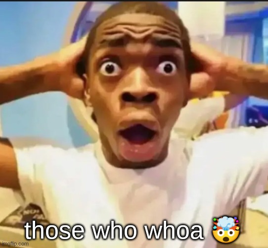 Surprised Black Guy | those who whoa 🤯 | image tagged in surprised black guy | made w/ Imgflip meme maker