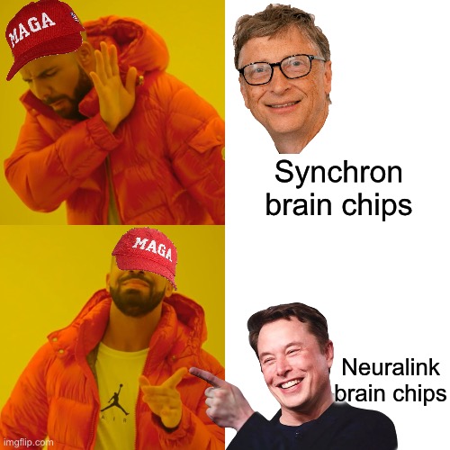 Lays Brain chips | Synchron brain chips; Neuralink brain chips | image tagged in memes,drake hotline bling | made w/ Imgflip meme maker