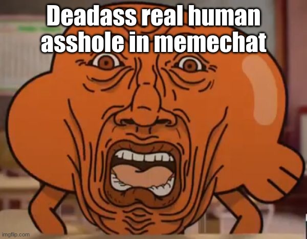 gumball darwin upset | Deadass real human asshole in memechat | image tagged in gumball darwin upset | made w/ Imgflip meme maker