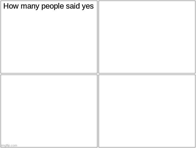 Blank Comic Panel 2x2 Meme | How many people said yes | image tagged in memes,blank comic panel 2x2 | made w/ Imgflip meme maker