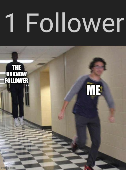 That was the first thing I thought when I saw this | THE UNKNOW FOLLOWER; ME | image tagged in floating boy chasing running boy | made w/ Imgflip meme maker