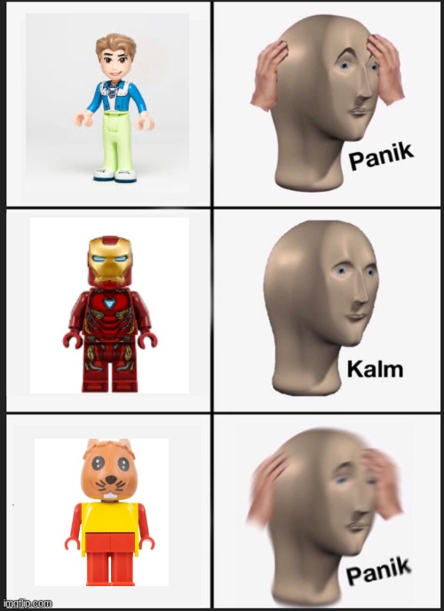 Lego can be cursed | image tagged in memes,panik kalm panik | made w/ Imgflip meme maker