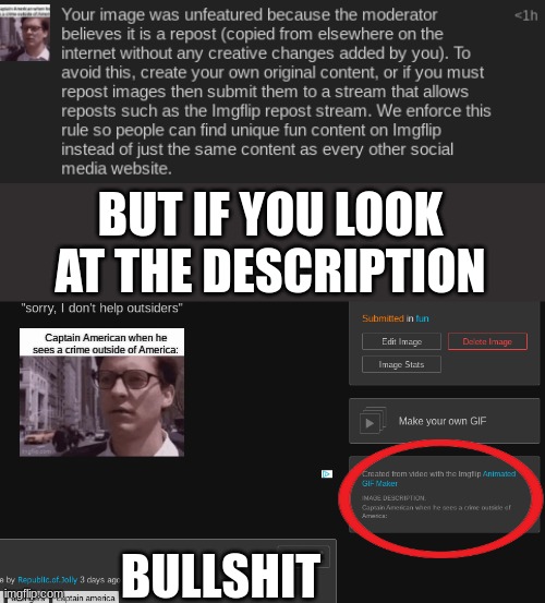 absolute bullshit | BUT IF YOU LOOK AT THE DESCRIPTION; BULLSHIT | made w/ Imgflip meme maker