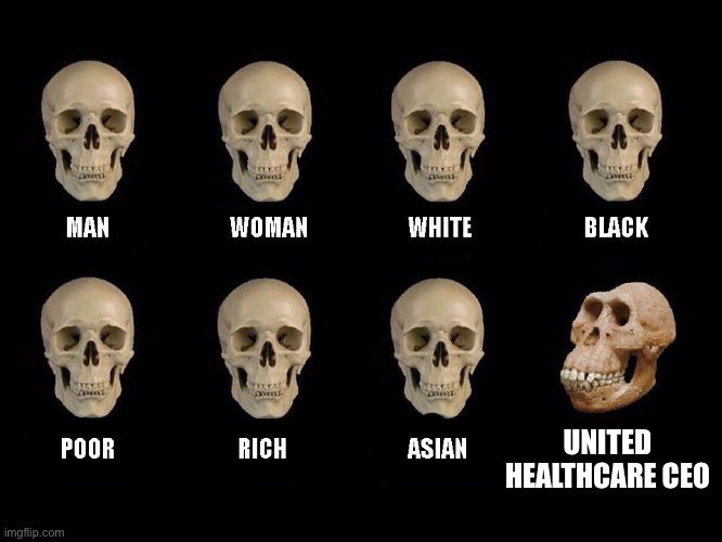 empty skulls of truth | UNITED HEALTHCARE CEO | image tagged in empty skulls of truth | made w/ Imgflip meme maker