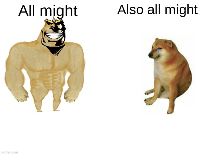 diffrent see! | All might; Also all might | image tagged in memes,buff doge vs cheems | made w/ Imgflip meme maker