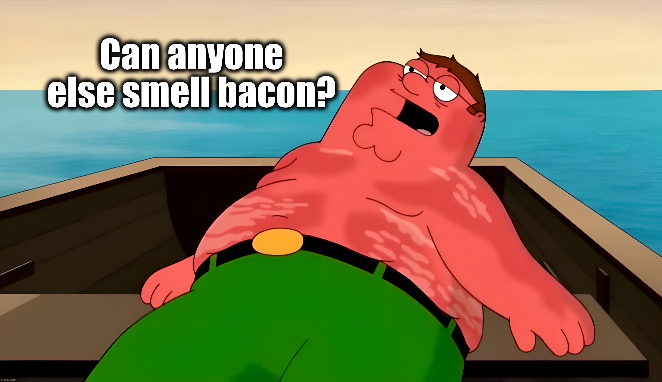 A Little Sunburn | Can anyone else smell bacon? | image tagged in family guy,peter griffin,memes,sunburn,castaway | made w/ Imgflip meme maker