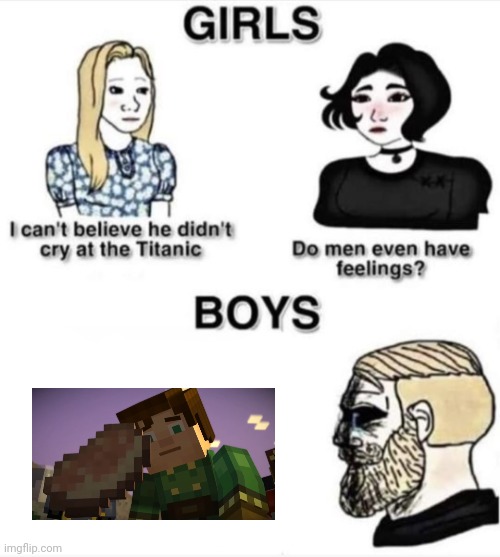 Why couldn't it have been Jesse :[ | image tagged in do men even have feelings,minecraft story mode,depressed,ruben the pig | made w/ Imgflip meme maker