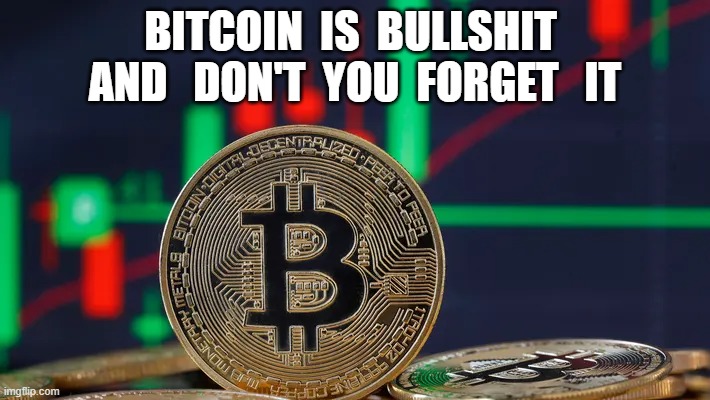 What the B Means | BITCOIN  IS  BULLSHIT  AND   DON'T  YOU  FORGET   IT | image tagged in bitcoin | made w/ Imgflip meme maker