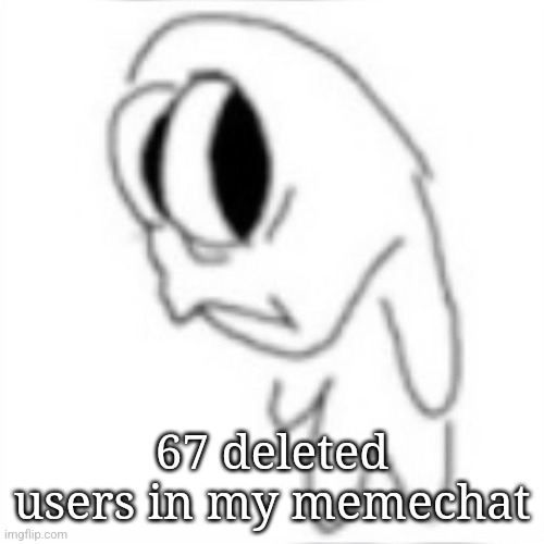 Side eye | 67 deleted users in my memechat | image tagged in side eye | made w/ Imgflip meme maker