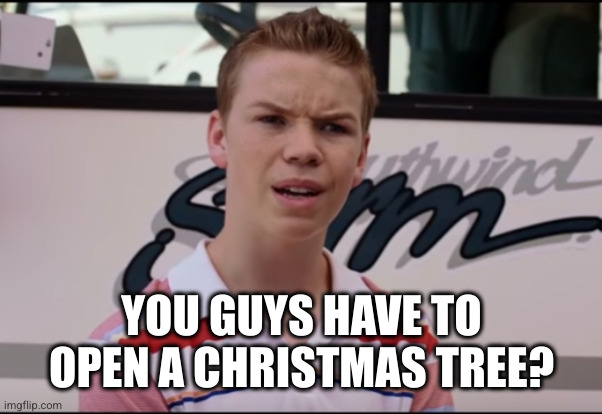 You Guys are Getting Paid | YOU GUYS HAVE TO OPEN A CHRISTMAS TREE? | image tagged in you guys are getting paid | made w/ Imgflip meme maker