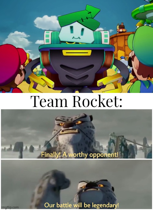 Who will win the battle of disguise? Shun from Mario and Luigi Brothership? Or Team Rocket? | Team Rocket: | image tagged in our battle will be legendary,mario and luigi,team rocket | made w/ Imgflip meme maker