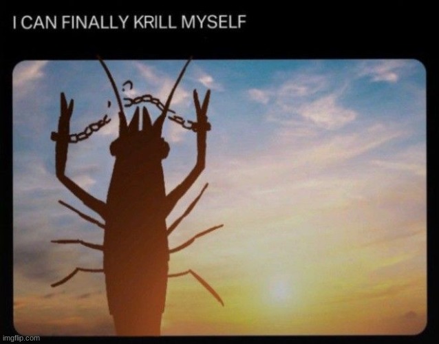 I CAN FINALLY KRILL MYSELF | image tagged in i can finally krill myself | made w/ Imgflip meme maker