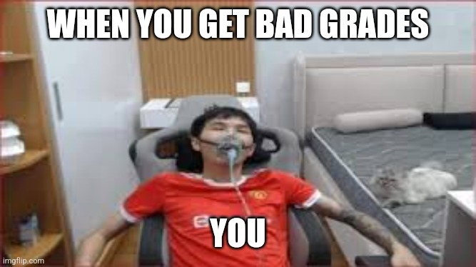 thở oxy | WHEN YOU GET BAD GRADES; YOU | image tagged in th oxy | made w/ Imgflip meme maker