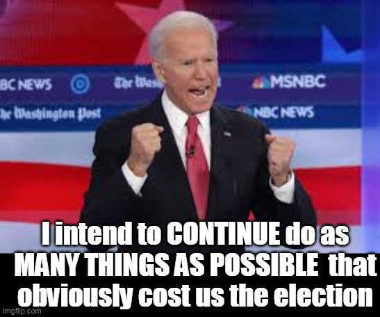 Student Loans, ILLEGALS,  EV CA$H, Warmongering, on and freaking ON ! | I intend to CONTINUE do as MANY THINGS AS POSSIBLE  that obviously cost us the election | image tagged in biden policies that cost the election meme | made w/ Imgflip meme maker