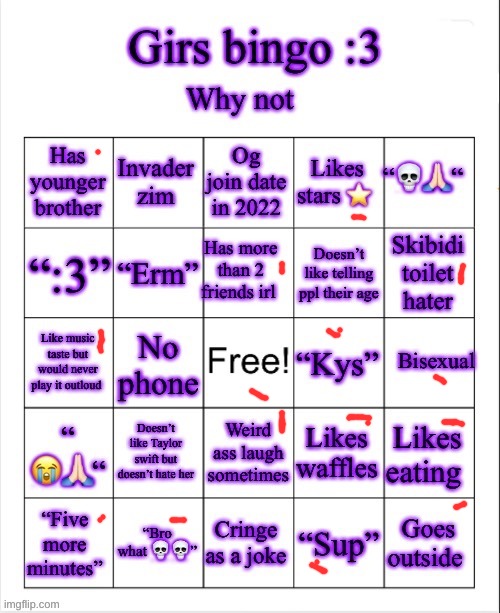 Girs dumb bingo | image tagged in girs dumb bingo | made w/ Imgflip meme maker