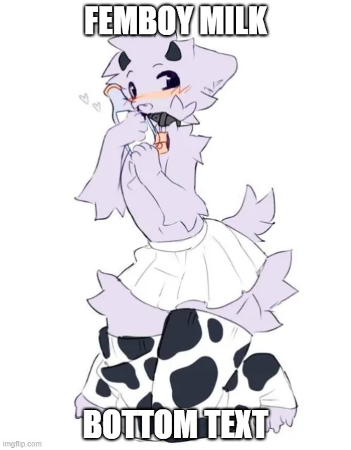 FEMBOY MILK; BOTTOM TEXT | made w/ Imgflip meme maker