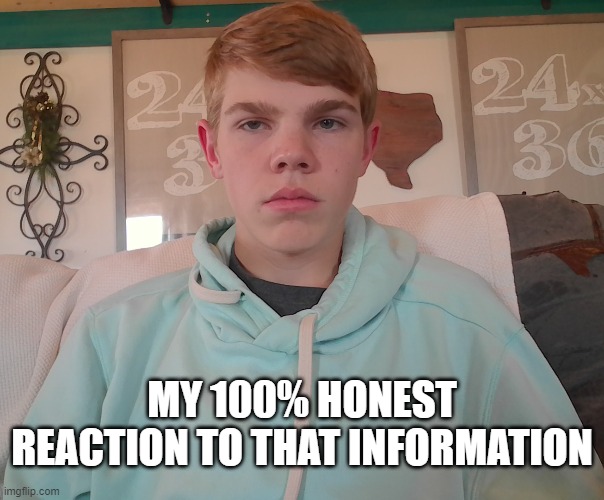 yes this is my face | MY 100% HONEST REACTION TO THAT INFORMATION | made w/ Imgflip meme maker